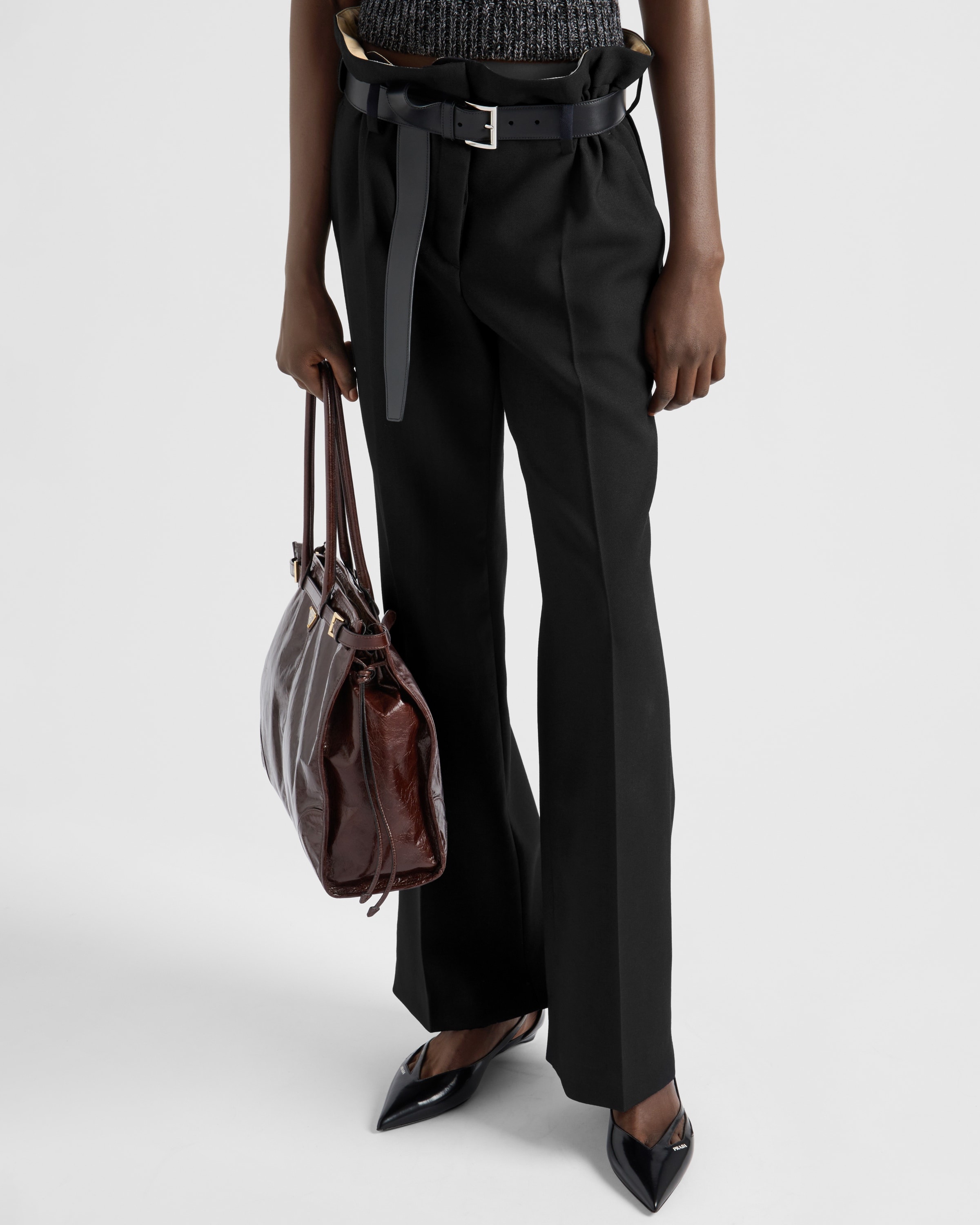 パンツ PRADA STRETCH NATT? GABARDINE PANTS Prada Nylon Gabardine Pants Ankle Strap Cuff Black 44 | eBay