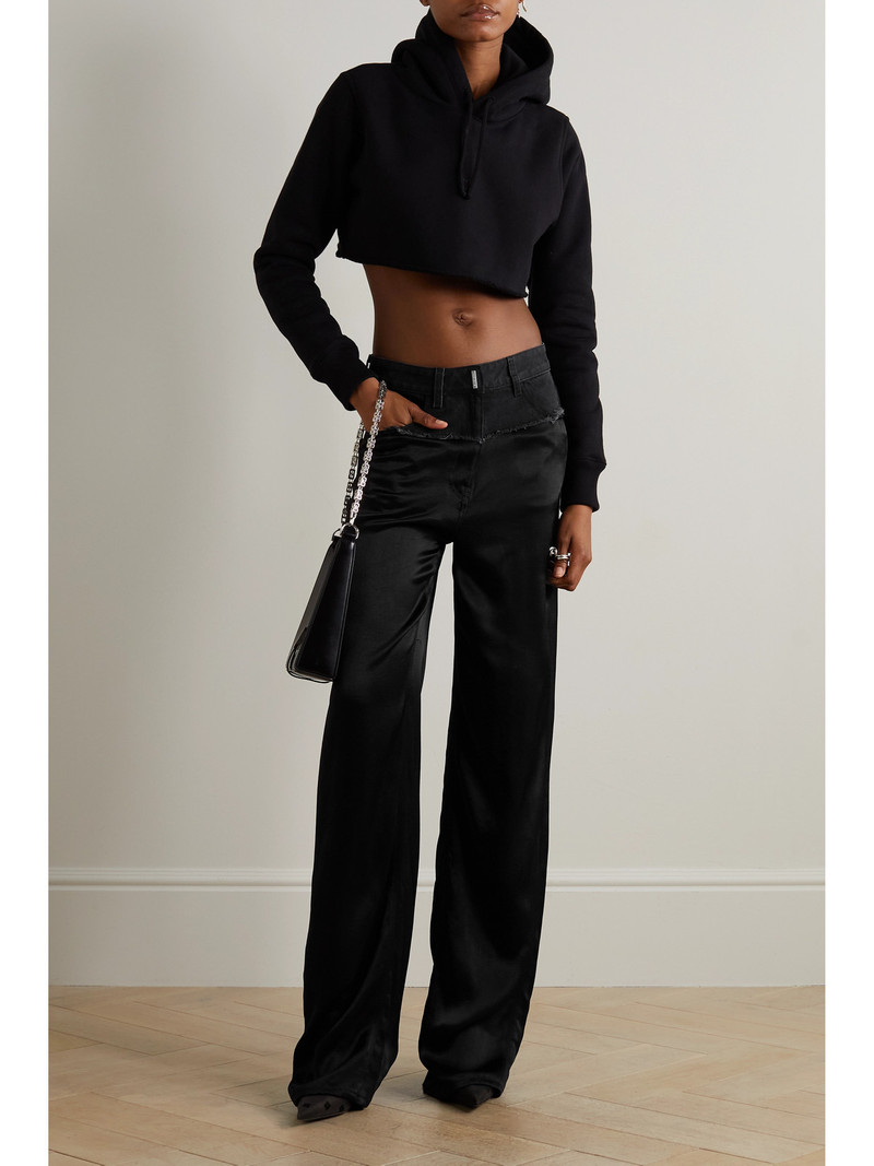 Givenchy Distressed Denim And Satin Straight-leg Pants outlook