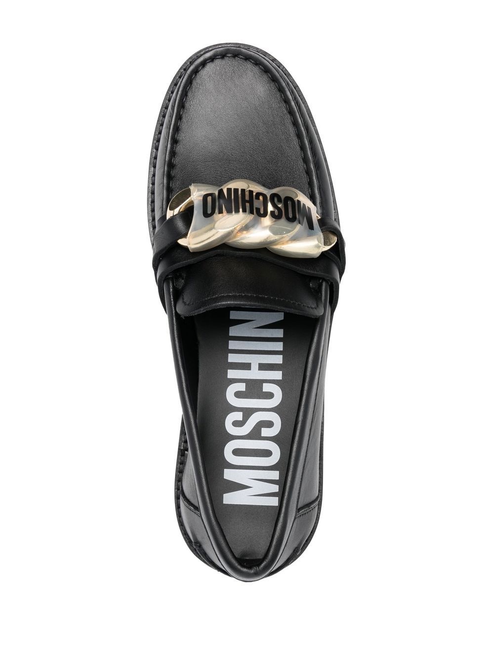 logo-plaque leather loafers - 4