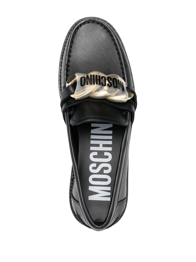 logo-plaque leather loafers 4