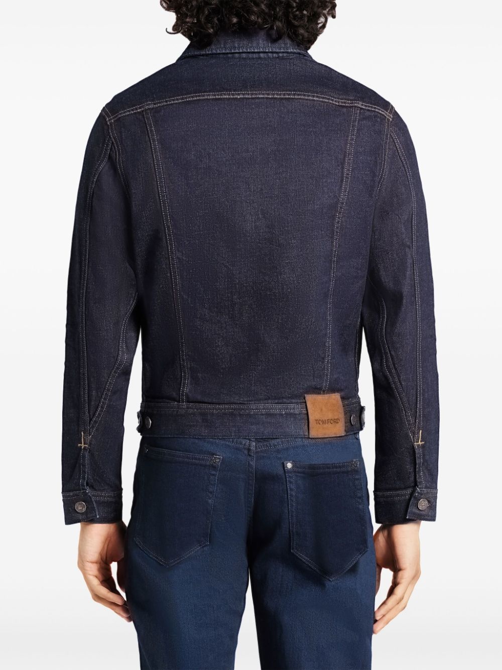 contrast-stitching denim jacket - 4