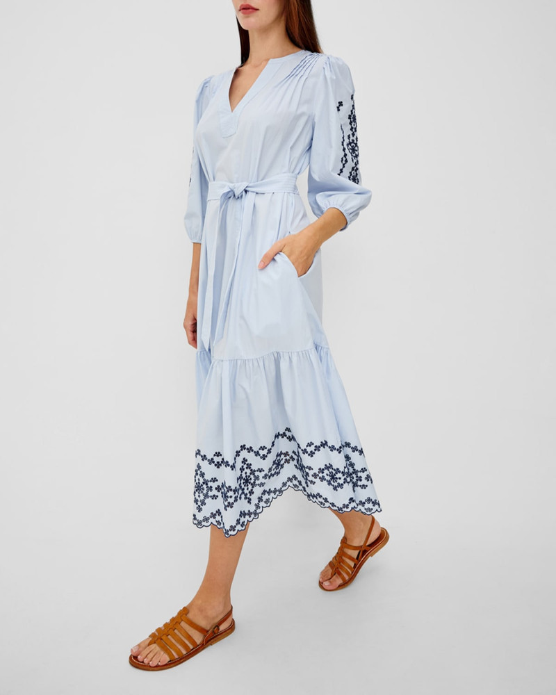 Carmel Embroidered Cotton Midi Dress 6