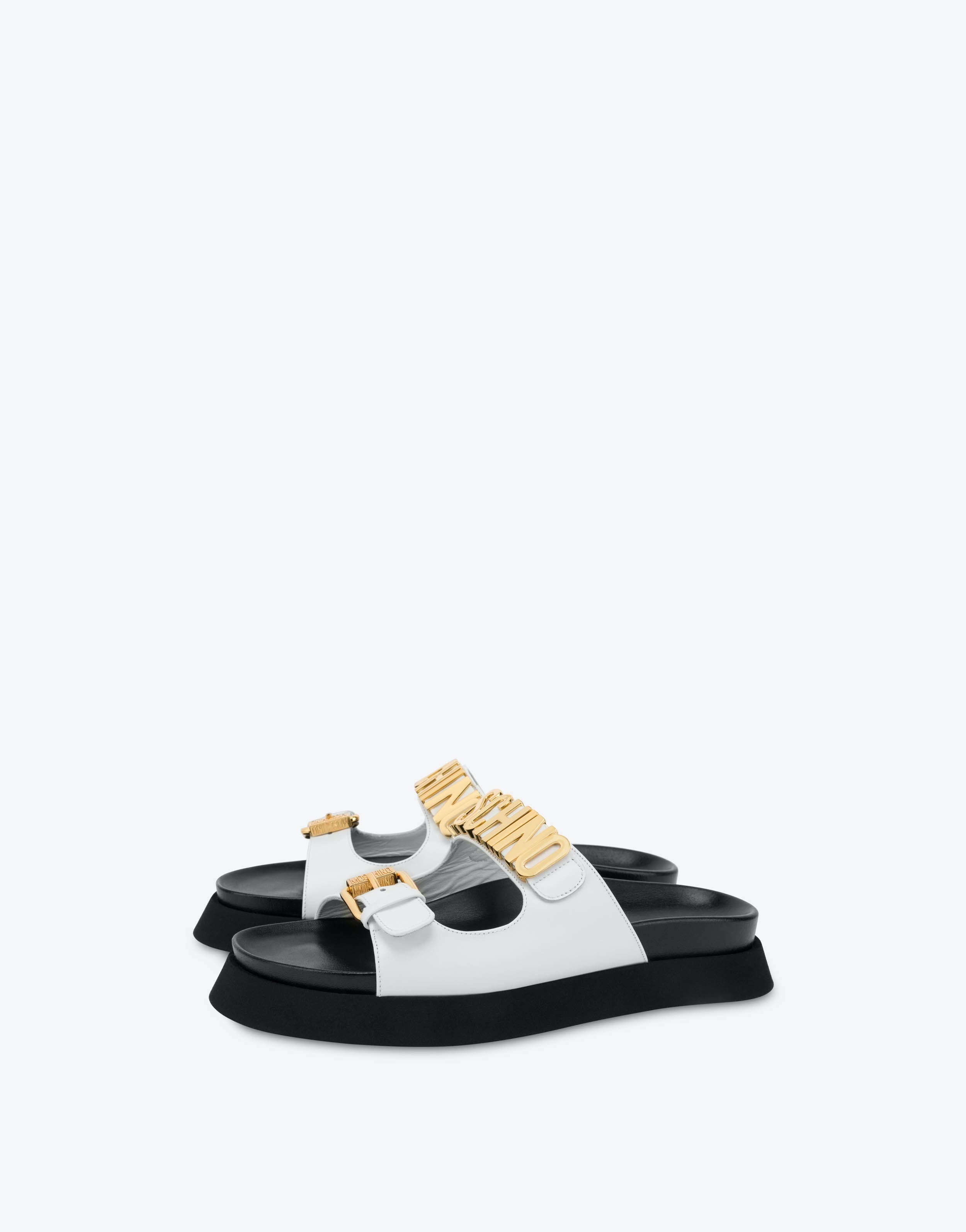 LETTERING LOGO CALFSKIN SANDALS - 1