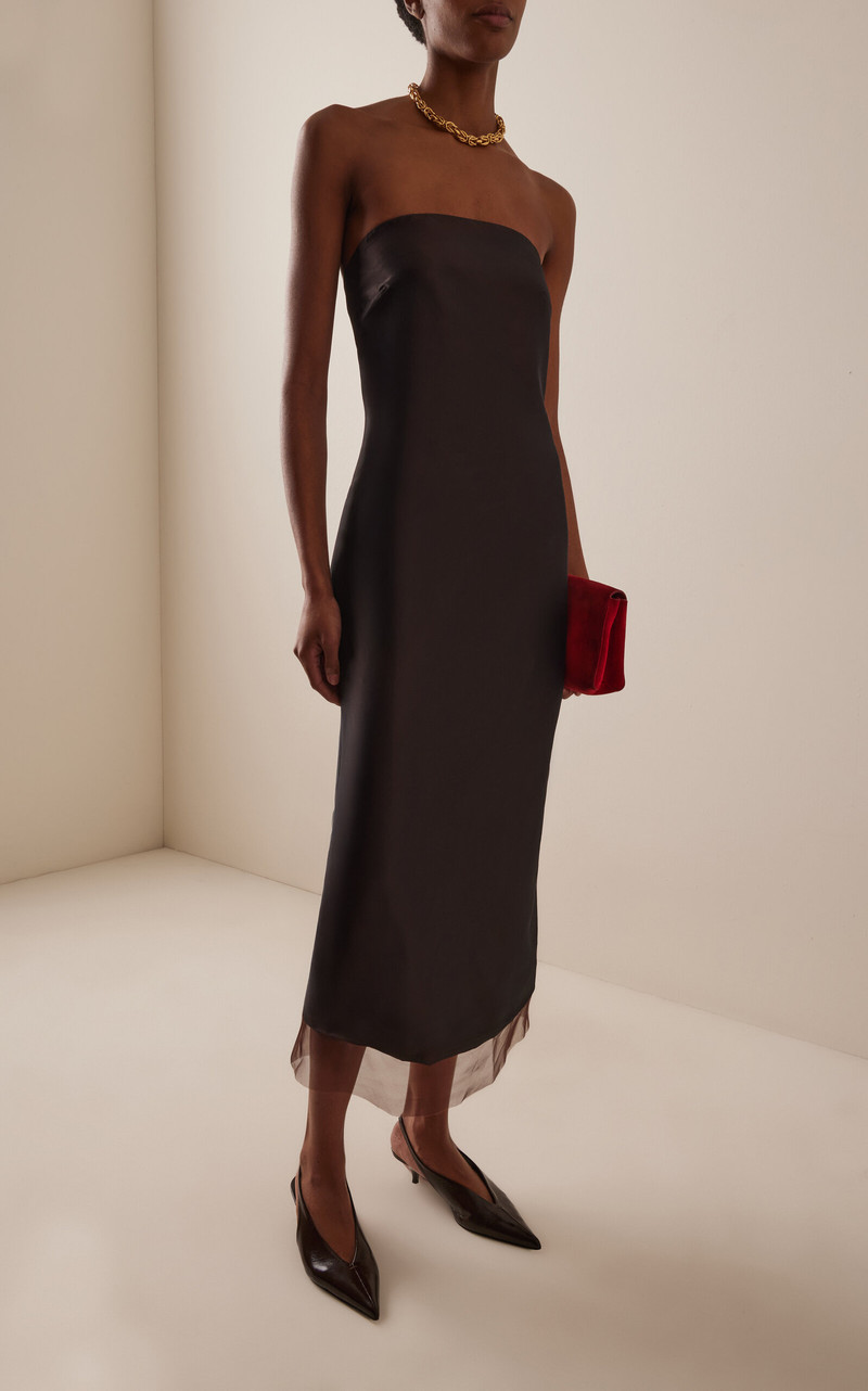 KALLMEYER Lizzy Silk Midi Dress brown outlook