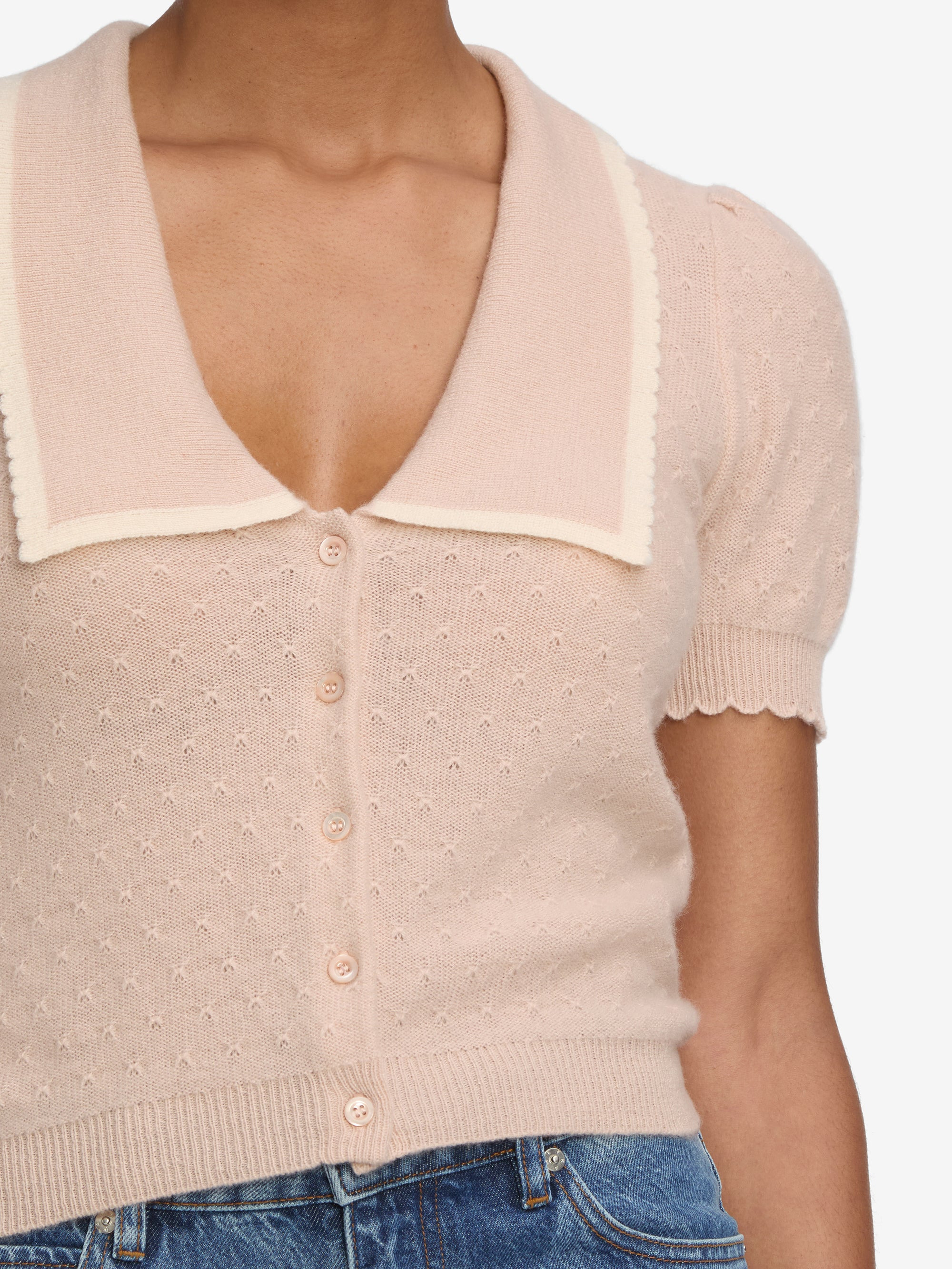 The Cashmere Sailor Sweater in Pink Sand Multi - 4