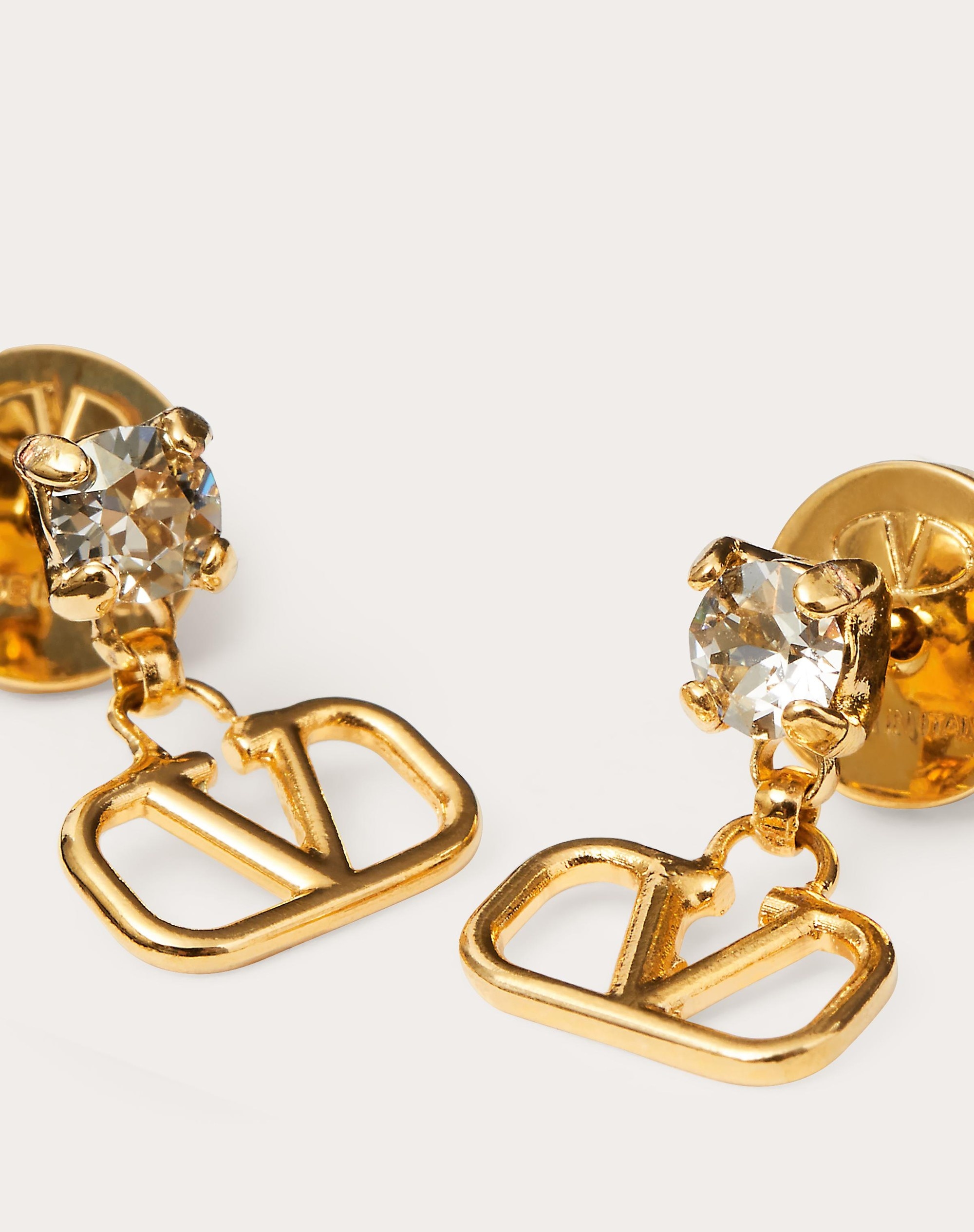 Valentino VLOGO SIGNATURE EARRINGS IN METAL AND SWAROVSKI