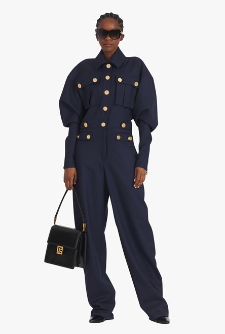 Navy blue wool jumpsuit - 2