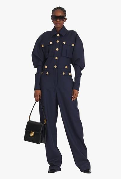 Balmain Navy blue wool jumpsuit outlook