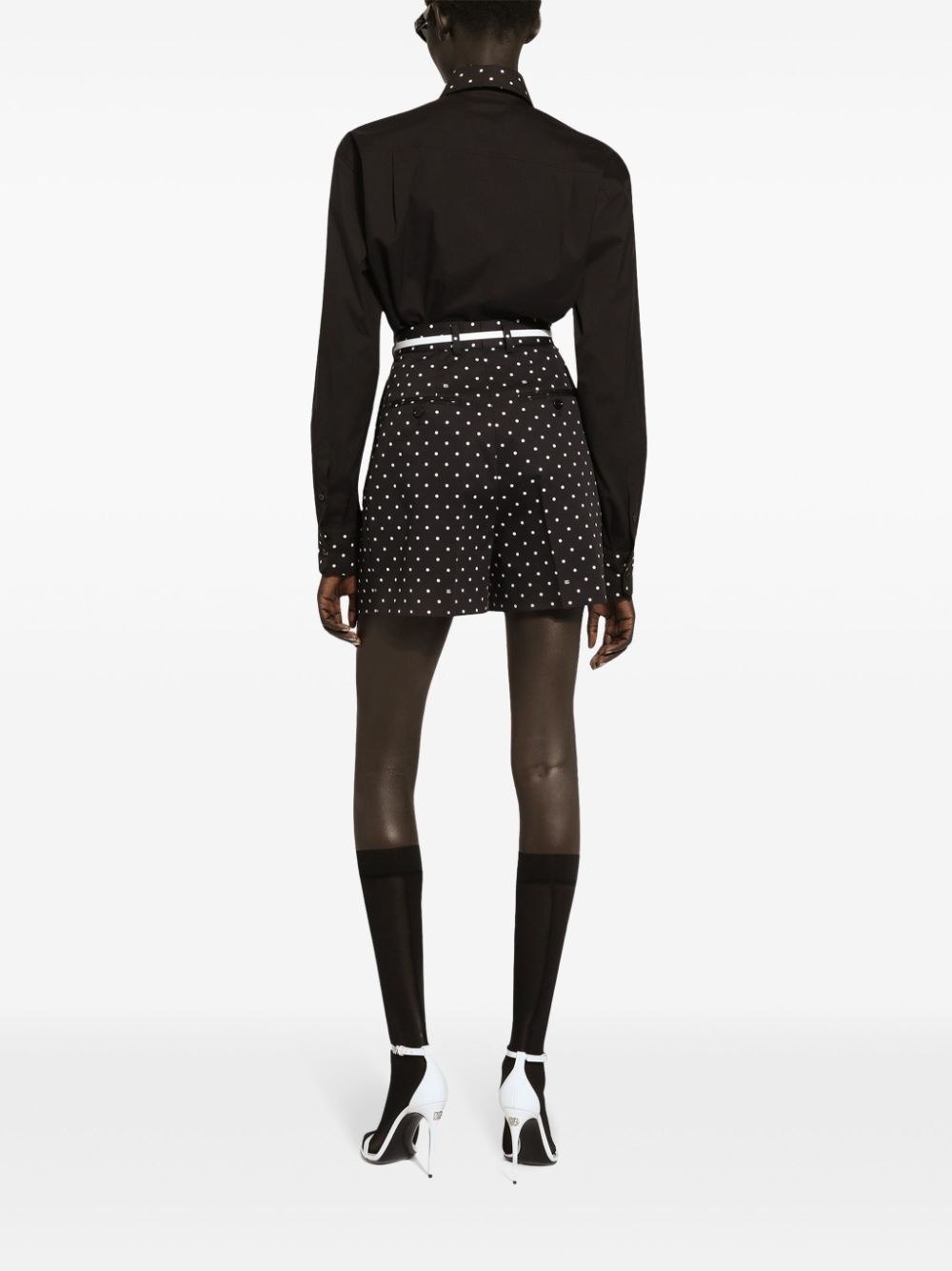 polka dot-print tailored shorts - 5
