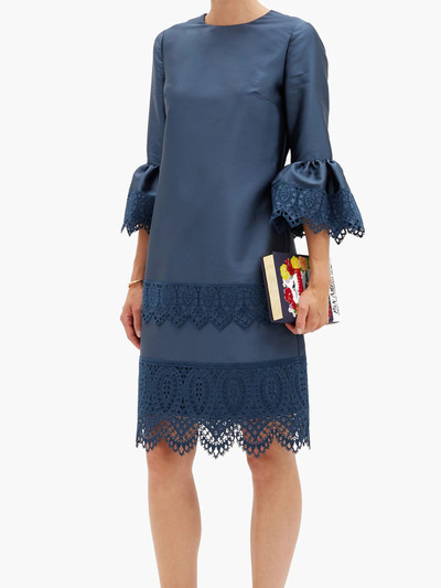 Erdem Elijah guipure lace-trimmed fluted-sleeve dress outlook