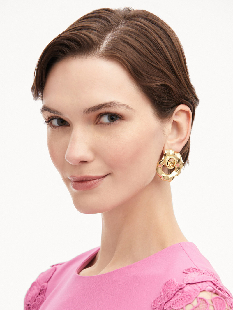 Oscar de la Renta TEXTURED METAL EARRINGS outlook