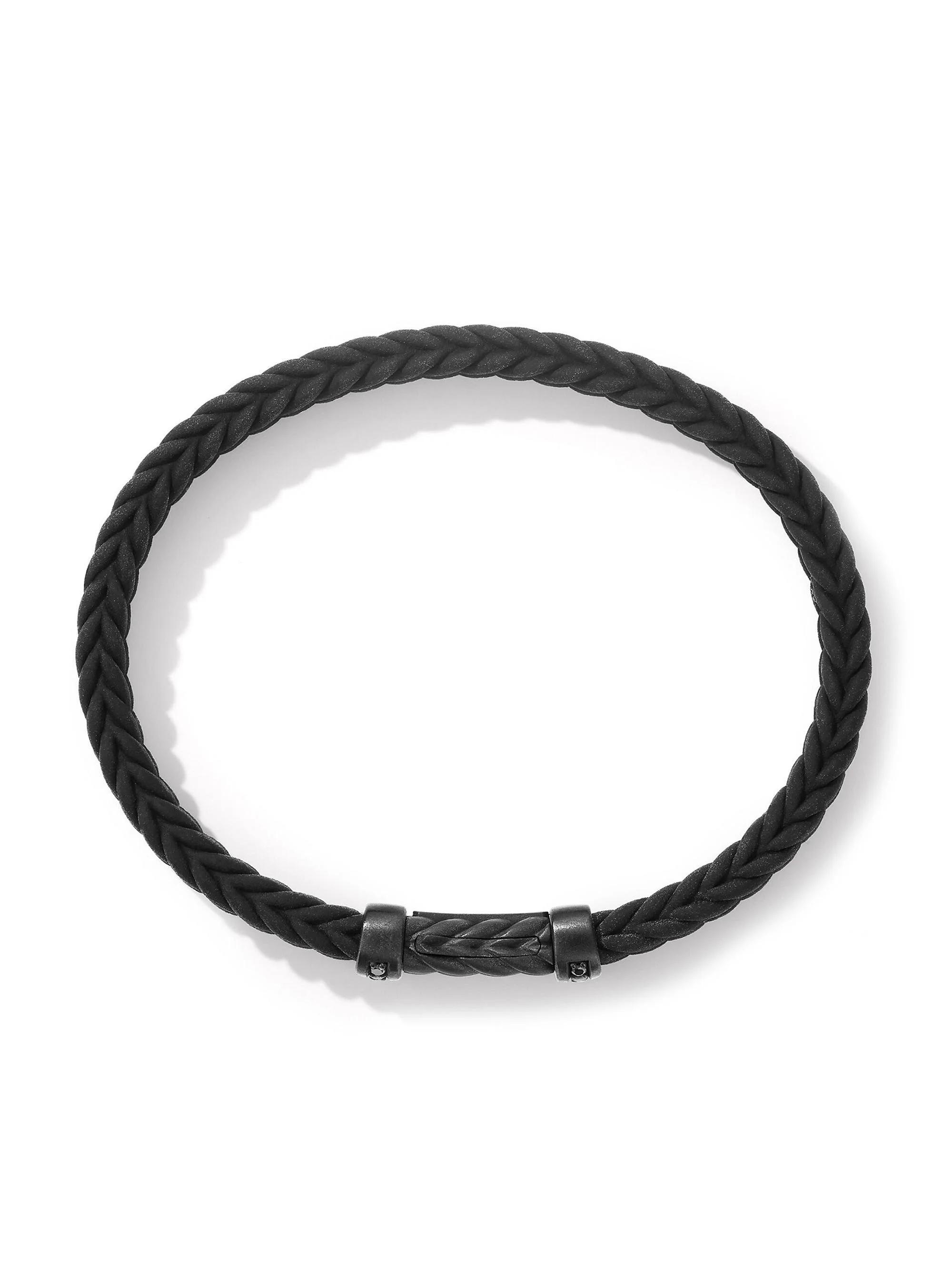 Men's Chevron Black Rubber Bracelet with Black Titanium and Pavé Black Diamonds - Black - 1