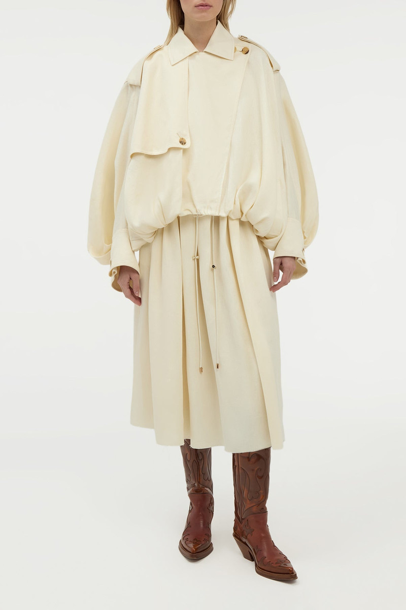 GABRIELA HEARST Hunt Oversized Trench Jacket in Ivory Textured Linen outlook