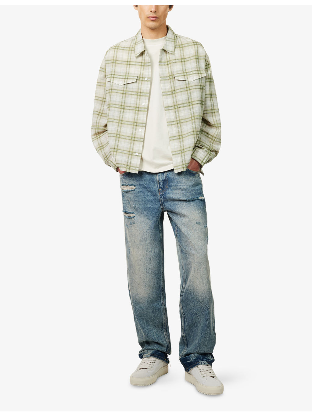 Sheer Flannel Check-Print Woven Shirt - 2