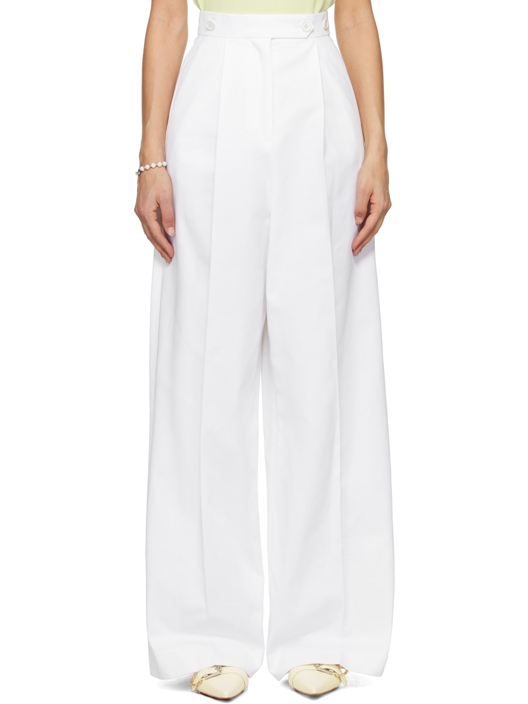 White Pleated Trousers - 1