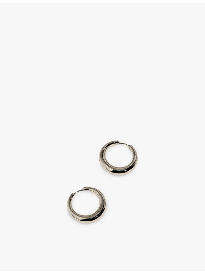 Dome XL Rhodium Plated Sterling-Silver Hoop Earrings 3