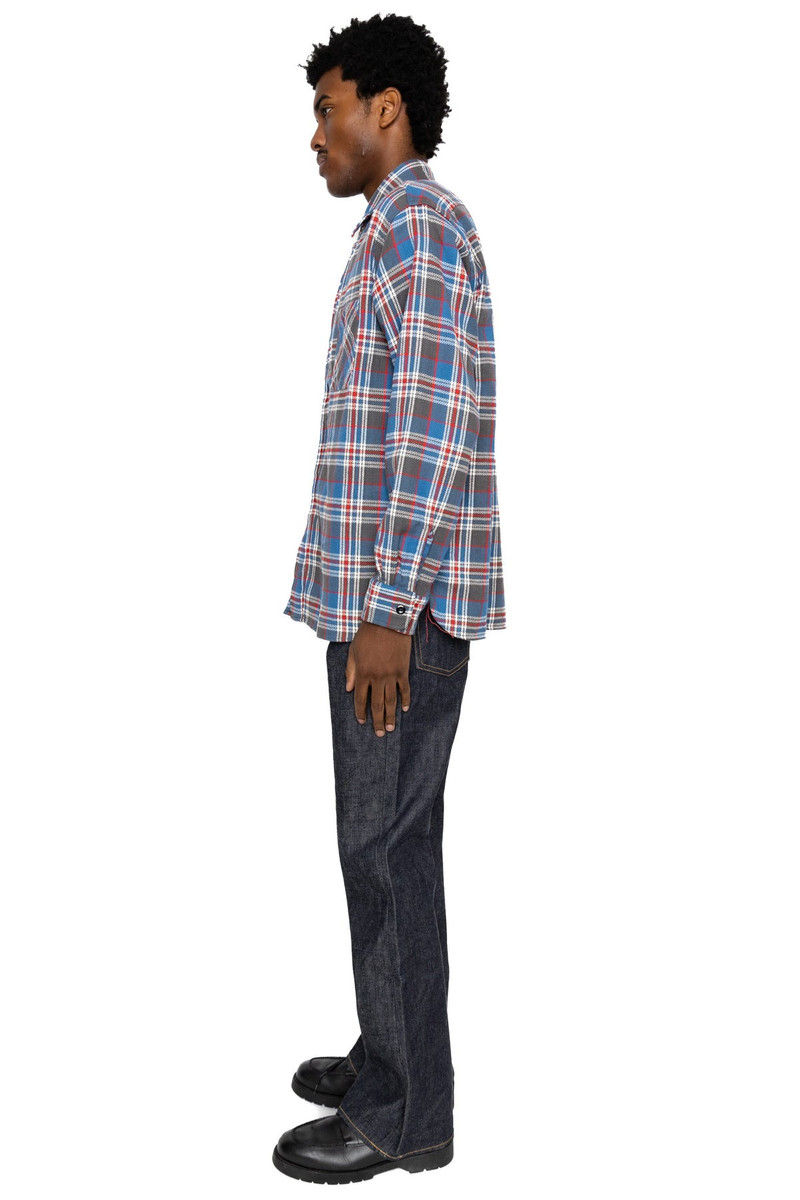 SUGAR CANE Twill Check L/S Work Shirt - Blue outlook