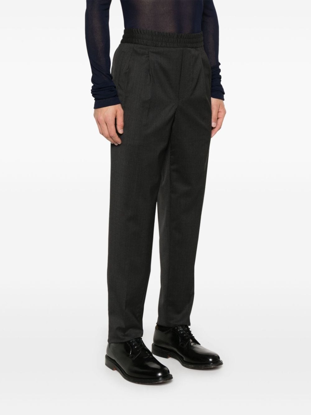 pleat-detail tapered trousers - 3