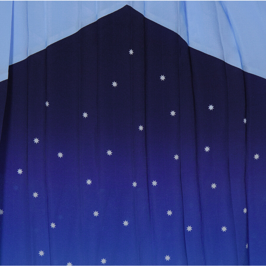 Burberry Soft Cornflower Blue Lise Constellation-Print Silk Ruffle Skirt - 7