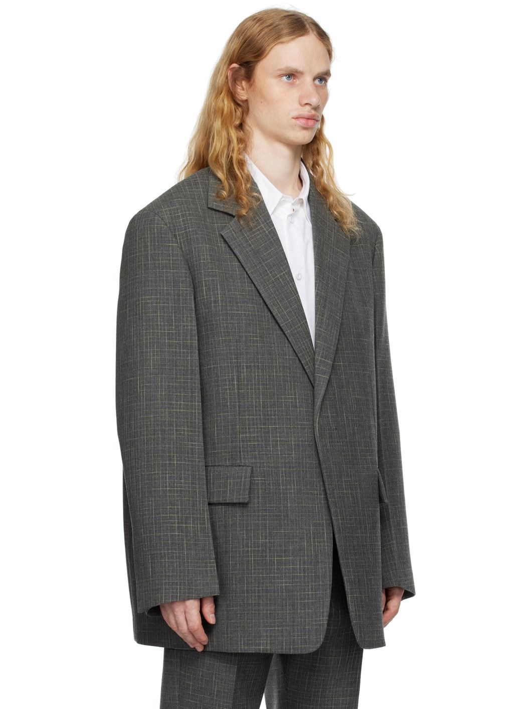 Gray Virgin Wool Blazer - 2
