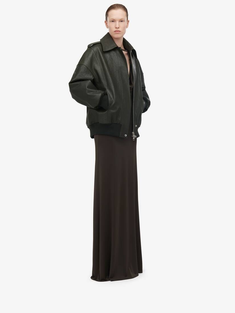 Women's Aviator Bomber Jacket in Green - 4