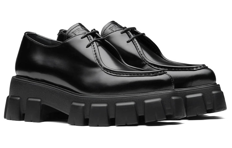 (WMNS) PRADA Monolith Pattern Calf Pointy Derby Shoes 'Black' 1E719M_055_F0002_F_055 - 2
