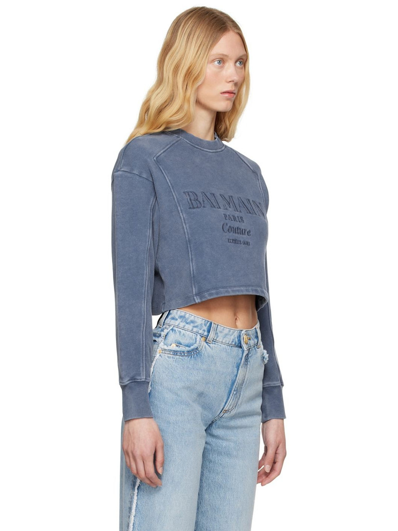 Blue 'Balmain Couture' Embroidered Sweatshirt 2