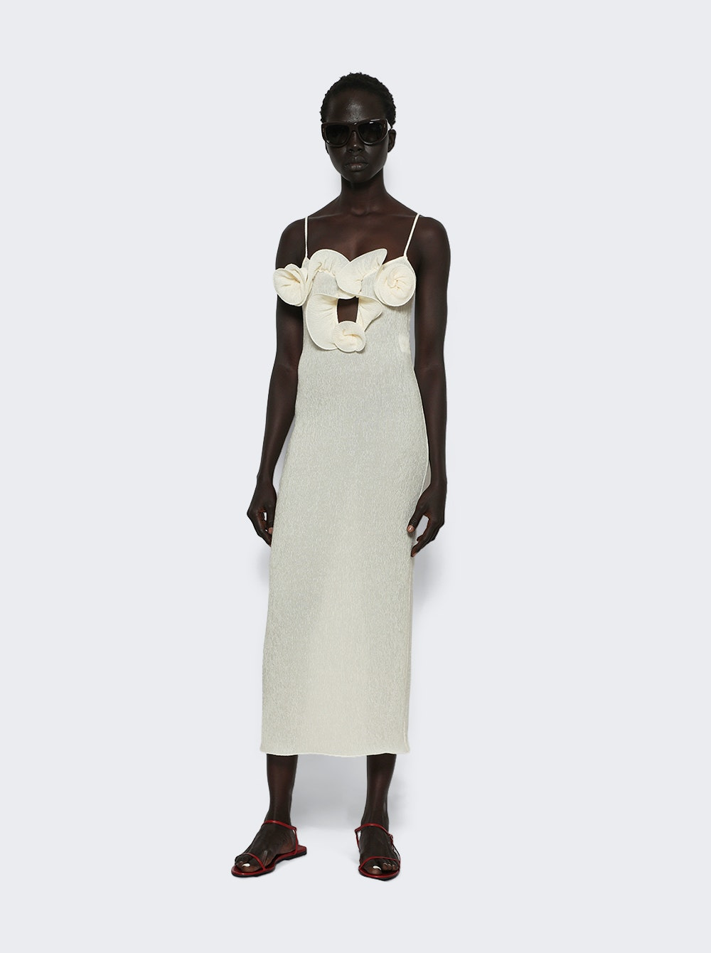Sleveless Crepe Beach Midi Length Cream - 5
