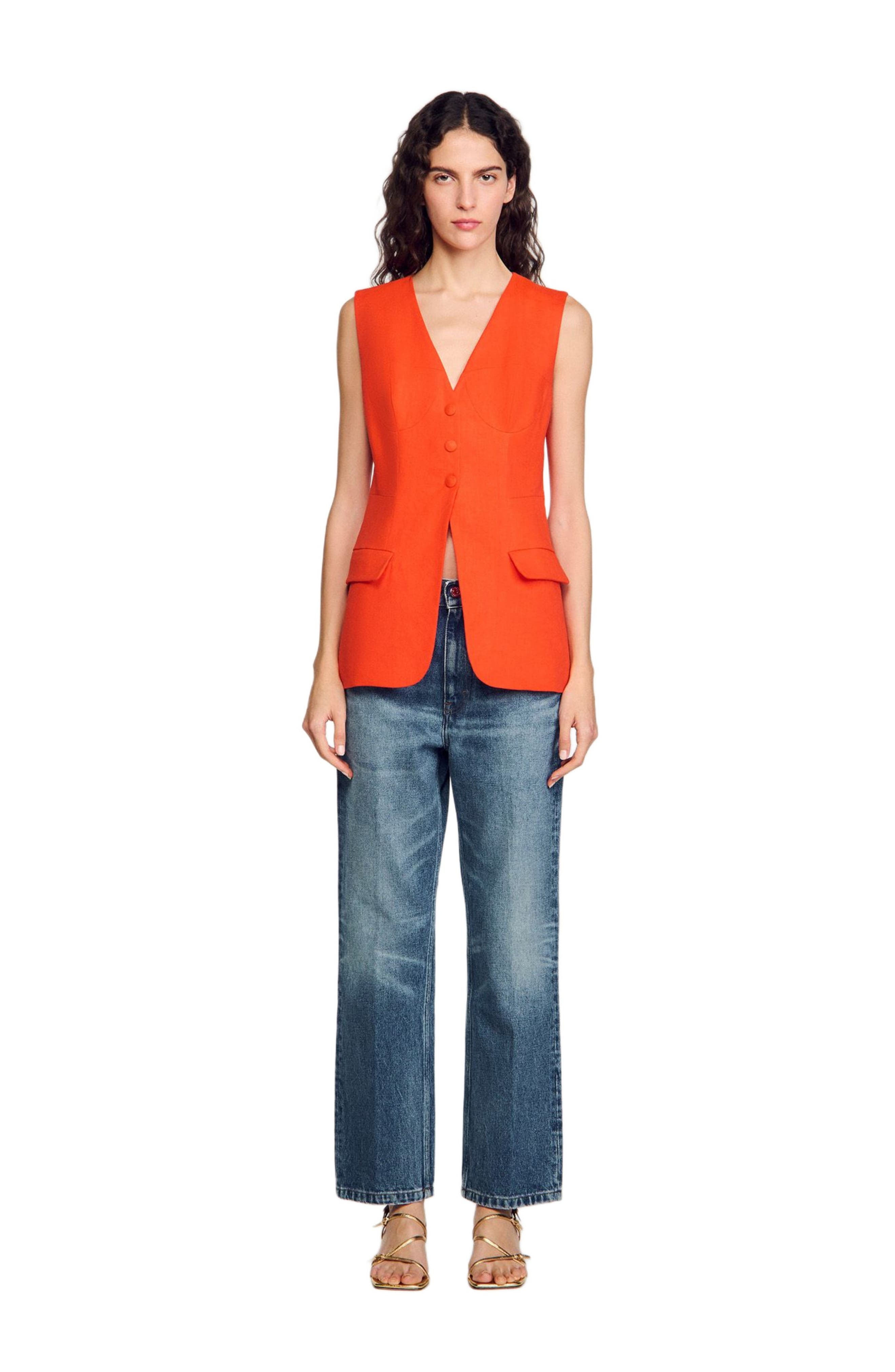 SANDRO Sleeveless jacket in Orange at Nordstrom - 3