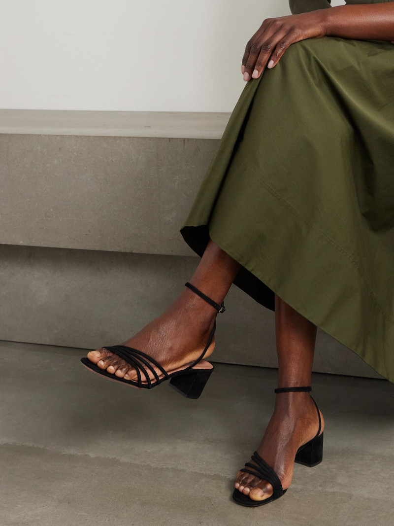 AQUAZZURA Latour 50 suede sandals Black outlook