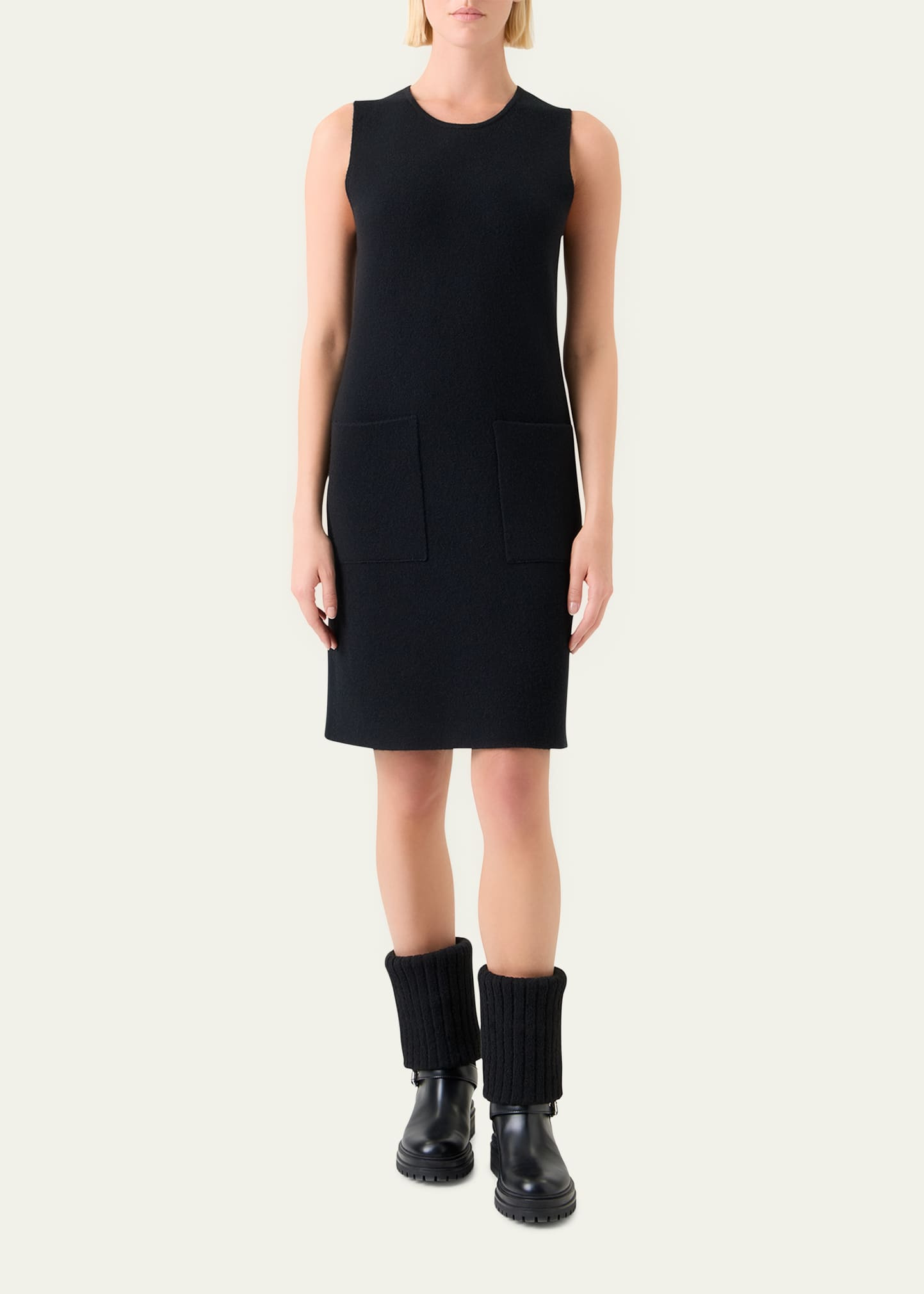 Cashmere Double-Face Knit Sleeveless Dress - 2