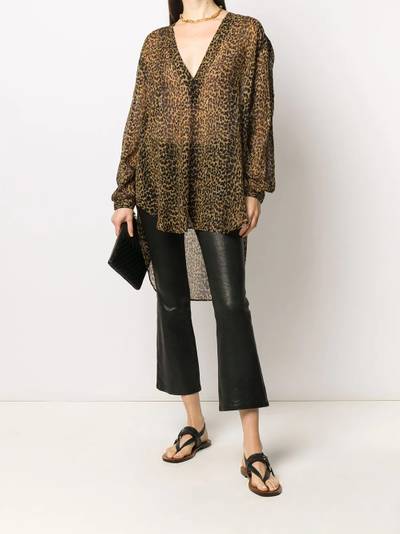 SAINT LAURENT leopard print asymmetric blouse outlook