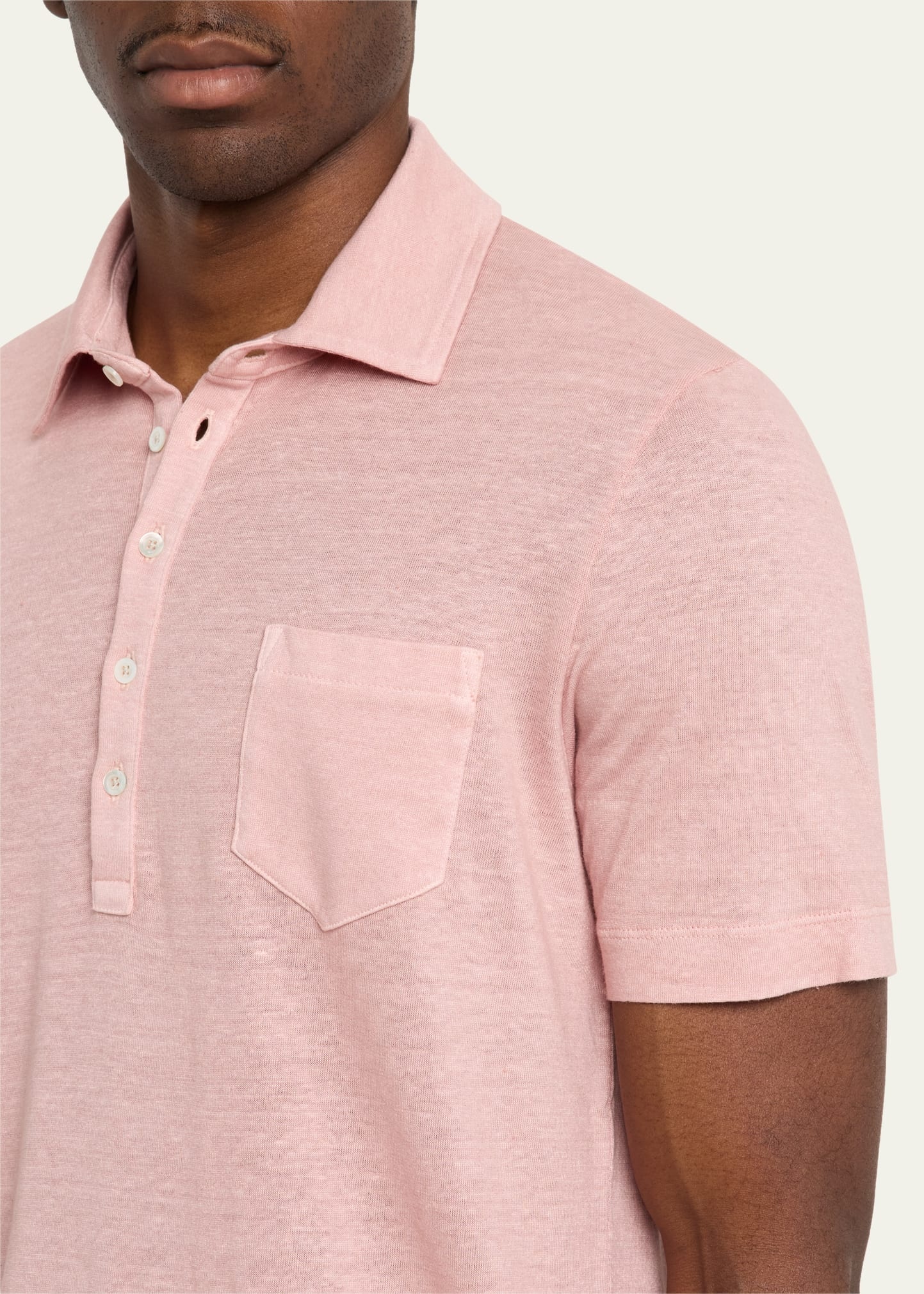 Men's Linen and Cotton Polo Shirt - 5