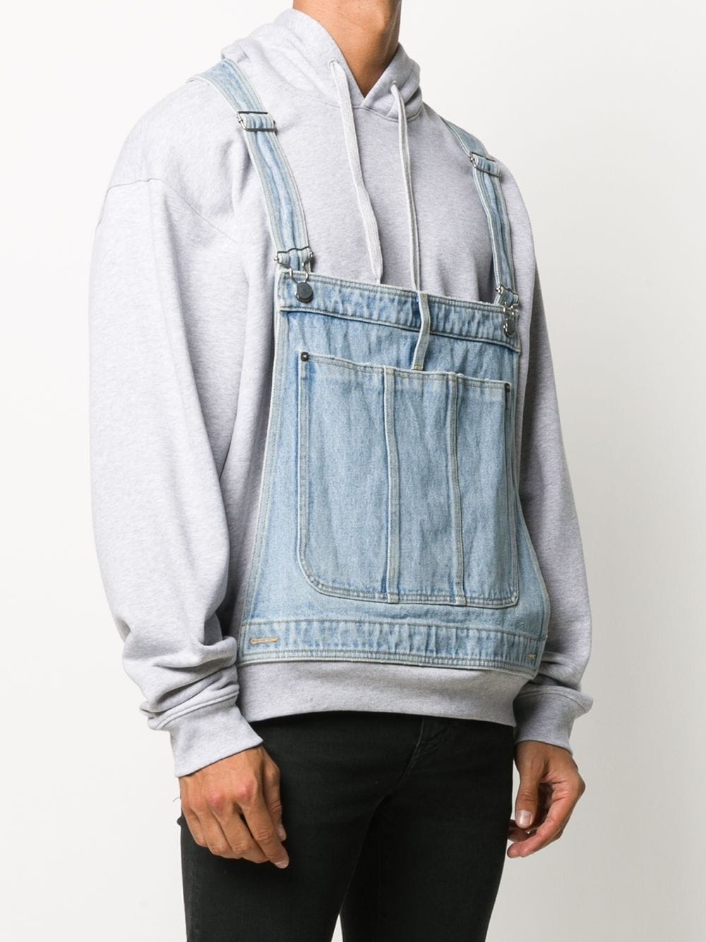 dungaree layered hooded sweatshirt - 3