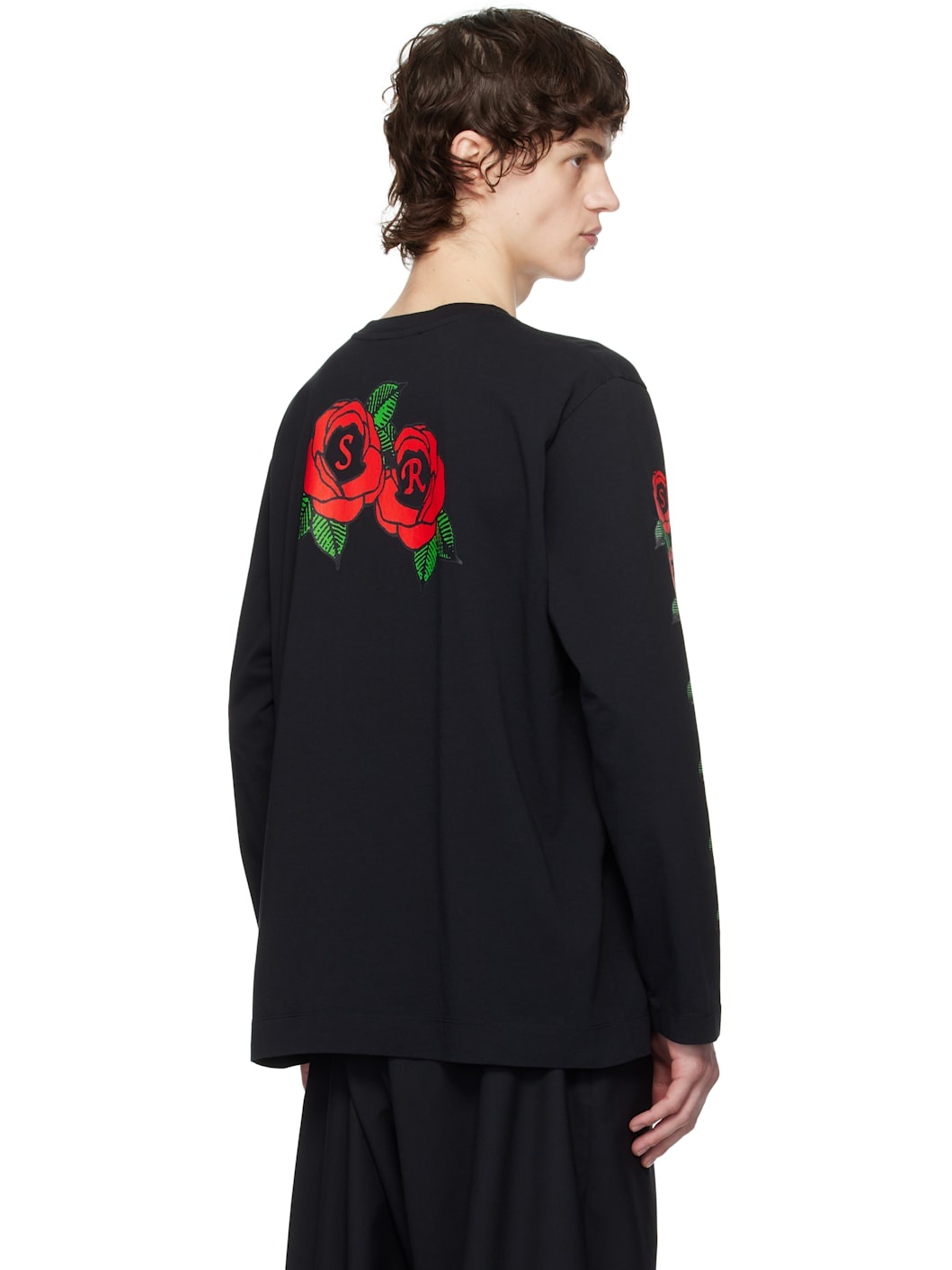 Black Cluster Rose Logo Print Long Sleeve T-shirt - 3