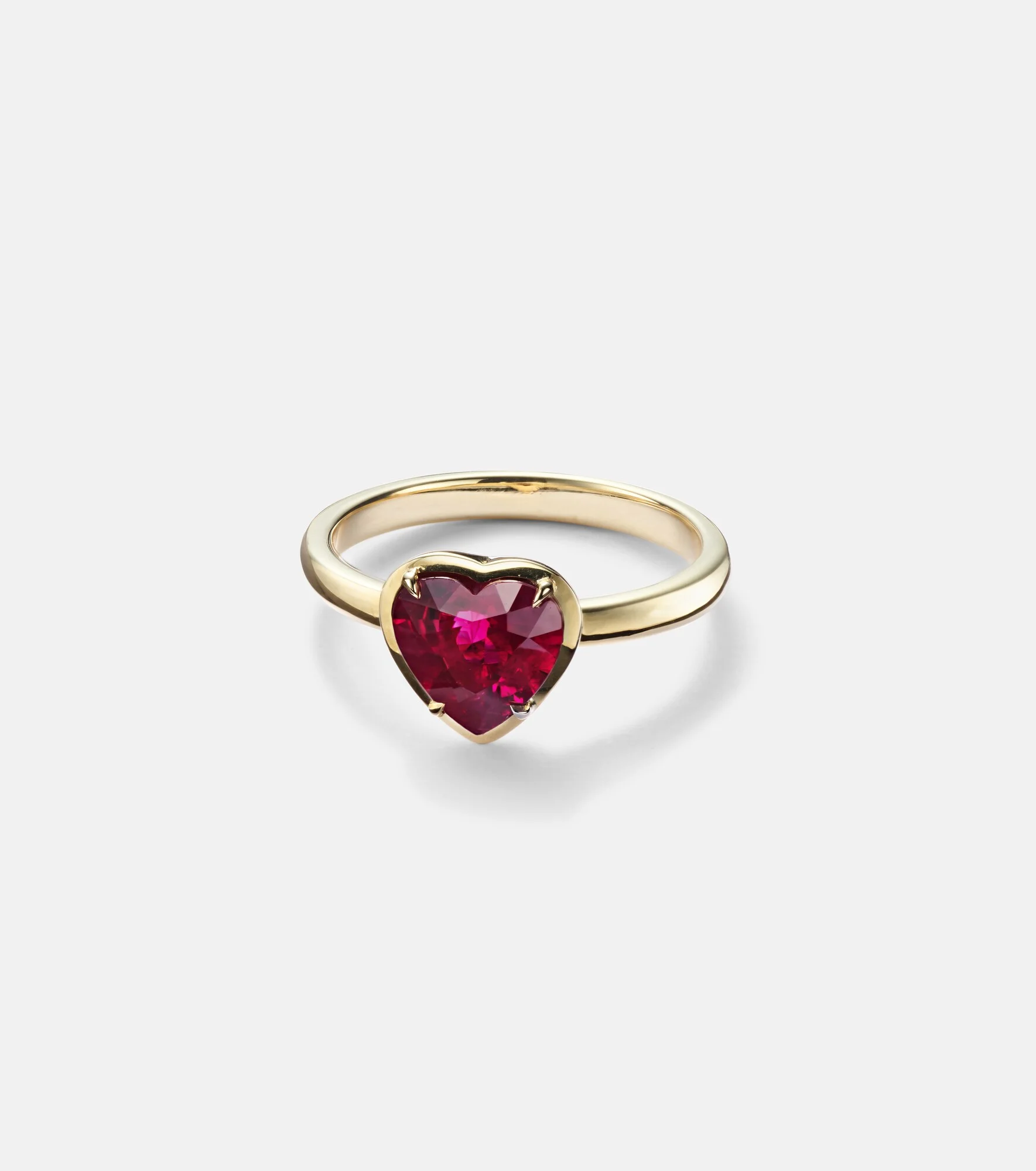 Heart 18kt gold ring with ruby - 1