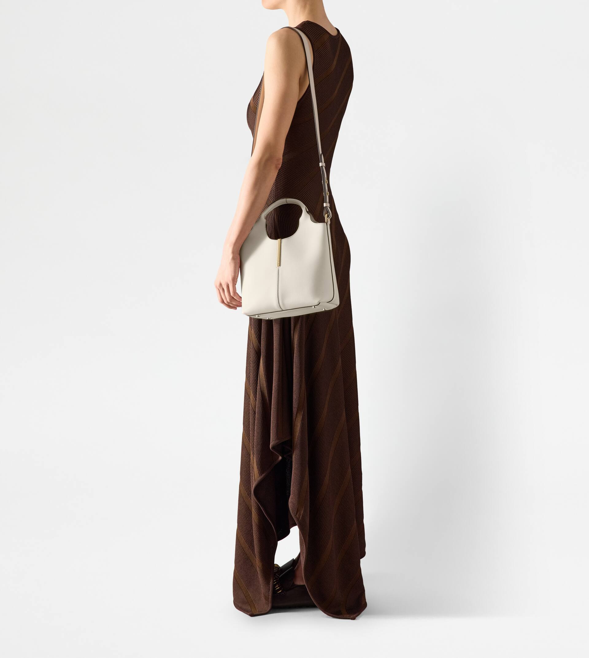 TOTE SHOPPING BAG IN LEATHER MINI - WHITE - 8