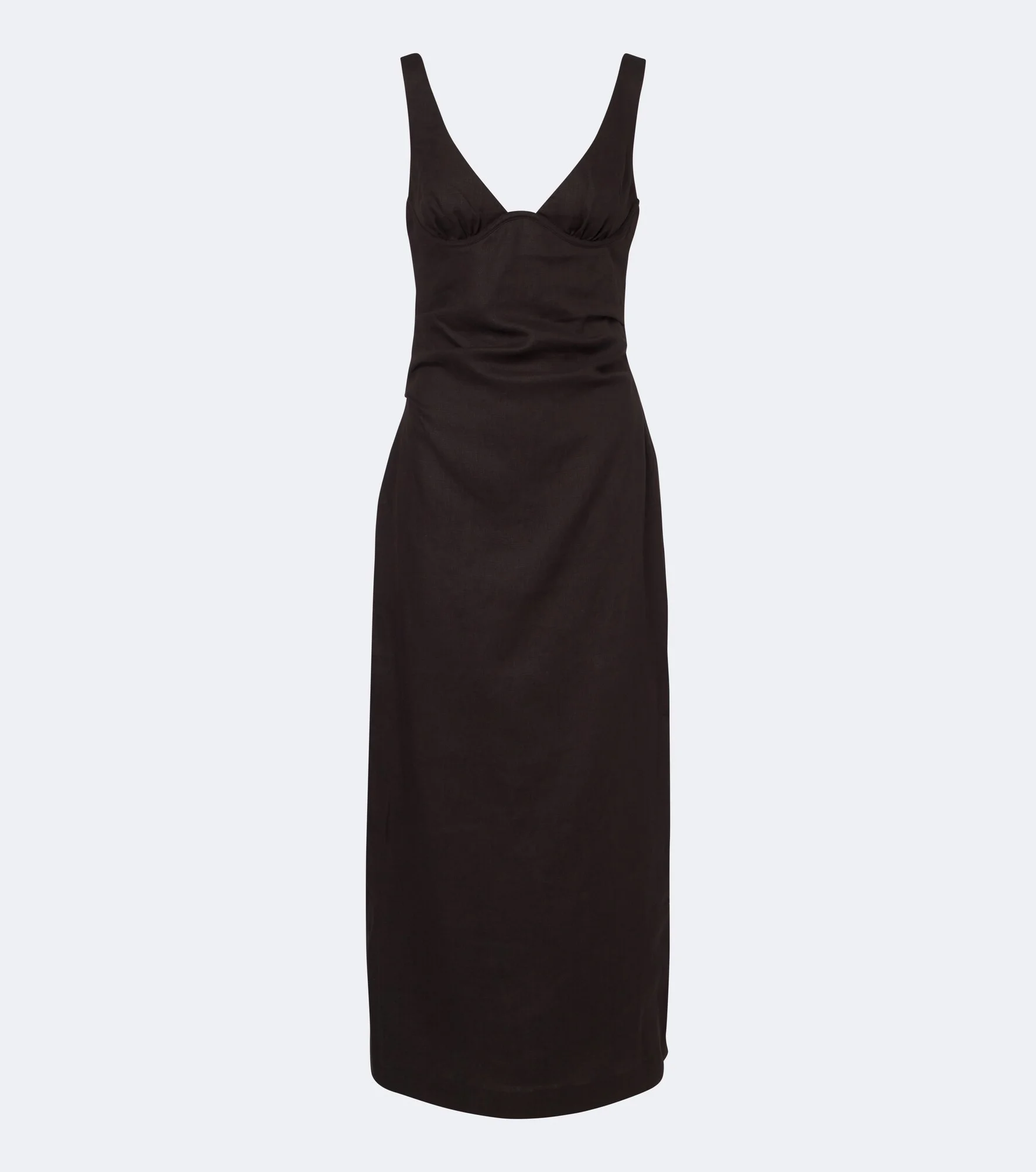 Draped linen midi dress - 1