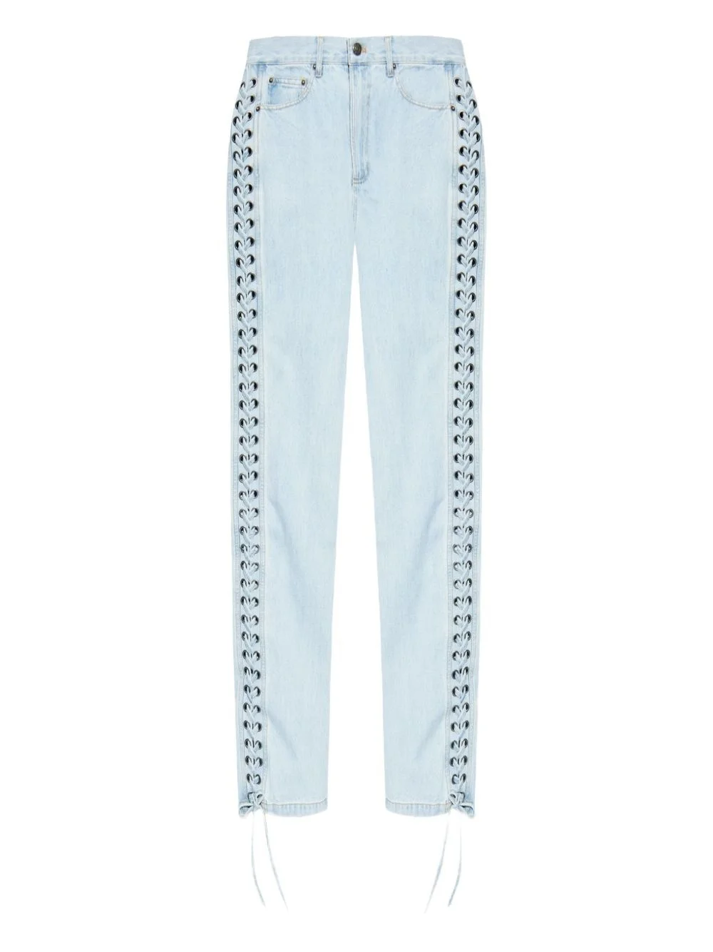 lace-up detail jeans - 1
