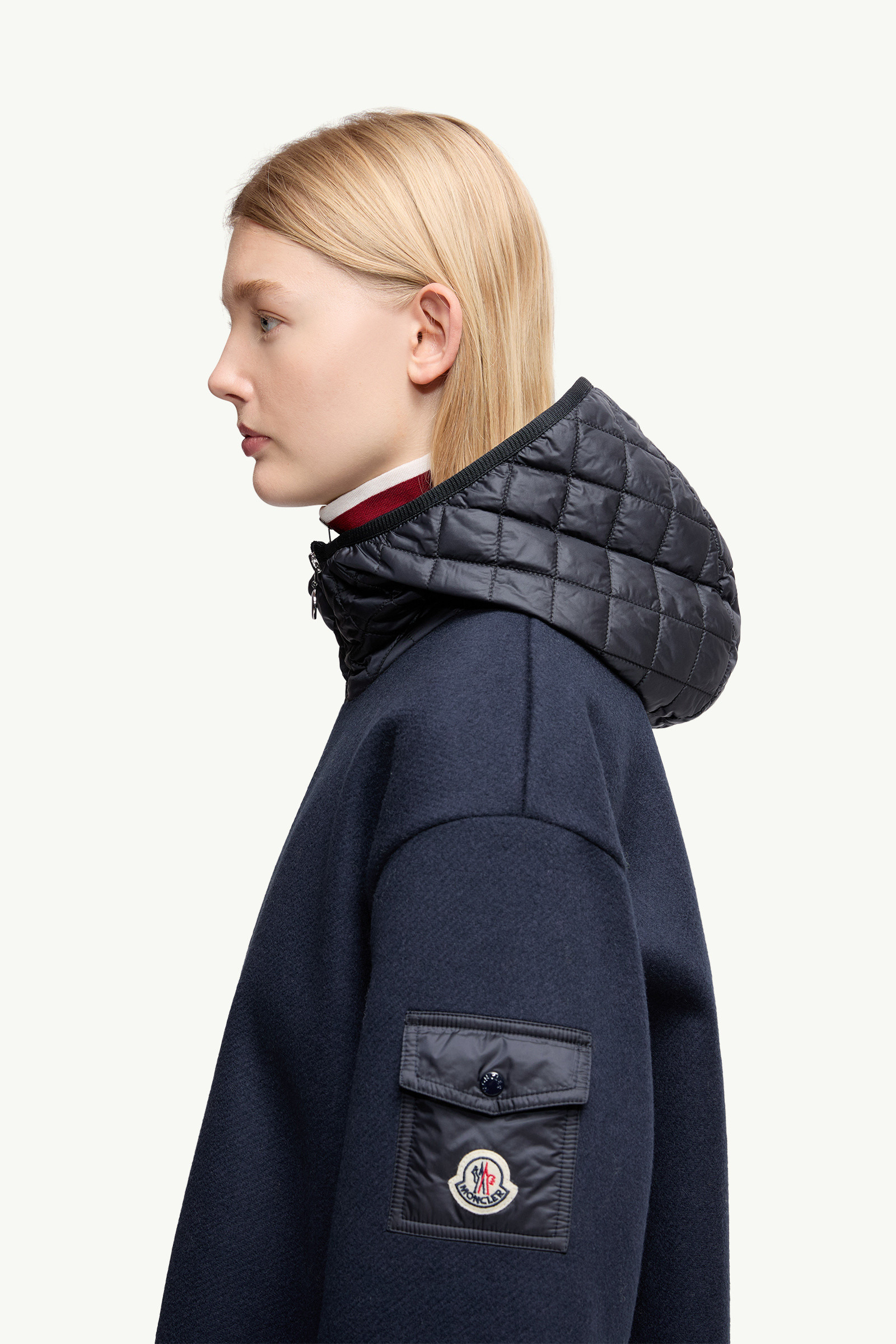 Wool Hooded Zip-Up Cape - 4