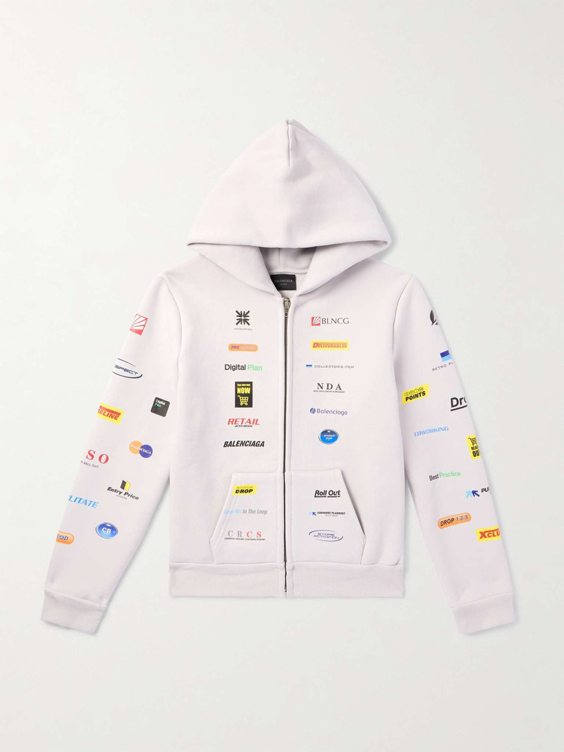 Logo-Print Cotton-Blend Jersey Zip-Up Hoodie - 1