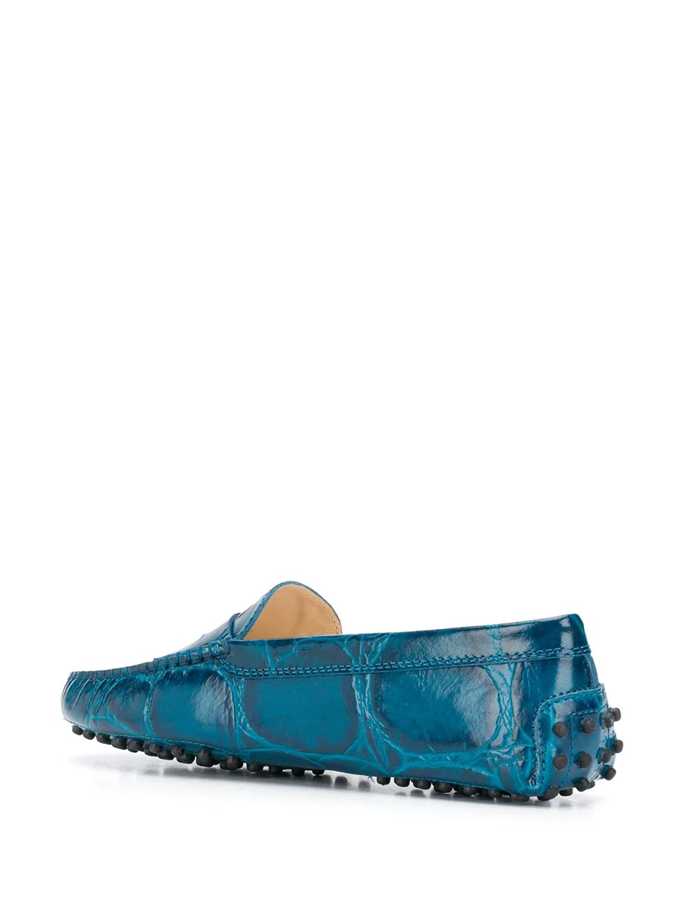 embossed style almond toe loafers - 3