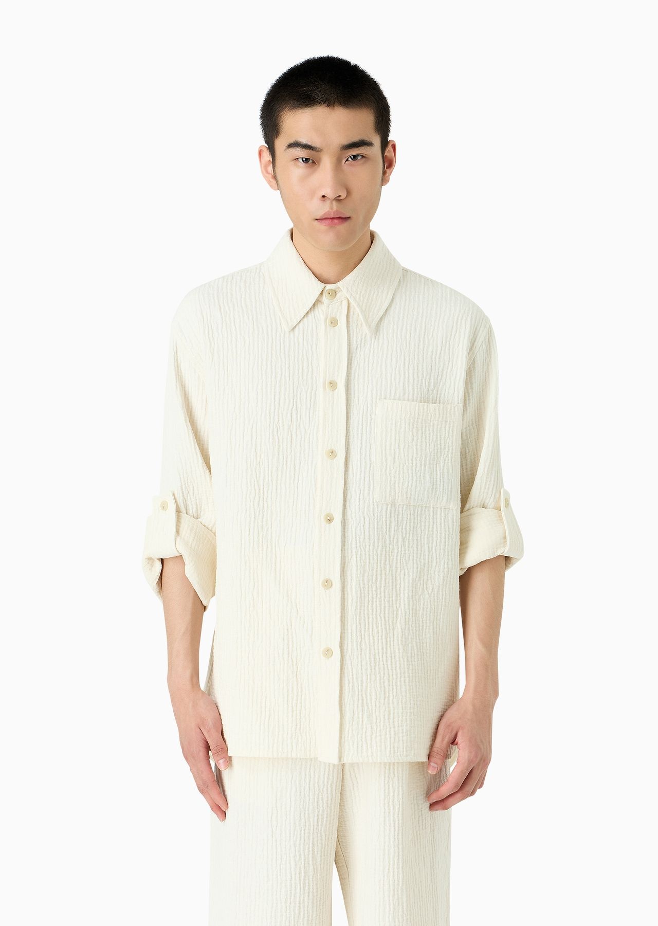 Bark-effect linen-blend shirt - 2