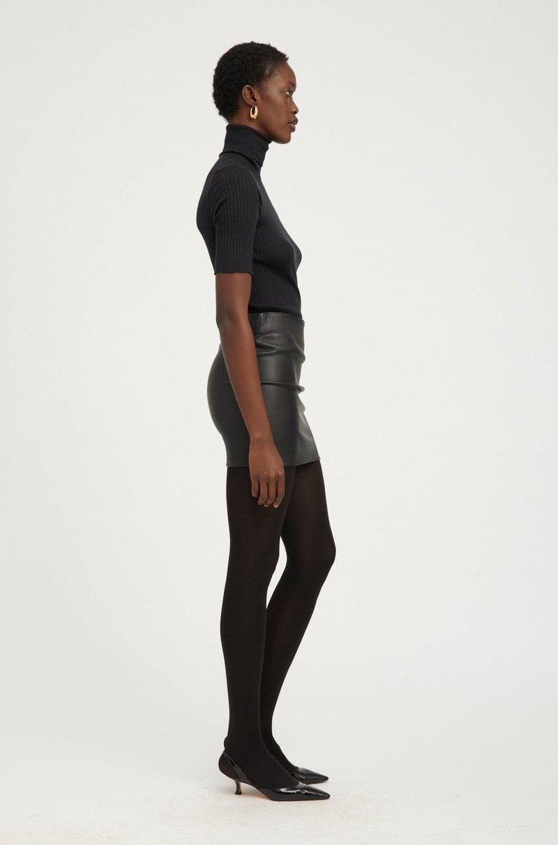 SPRWMN BLACK LEATHER CLASSIC MINI SKIRT outlook