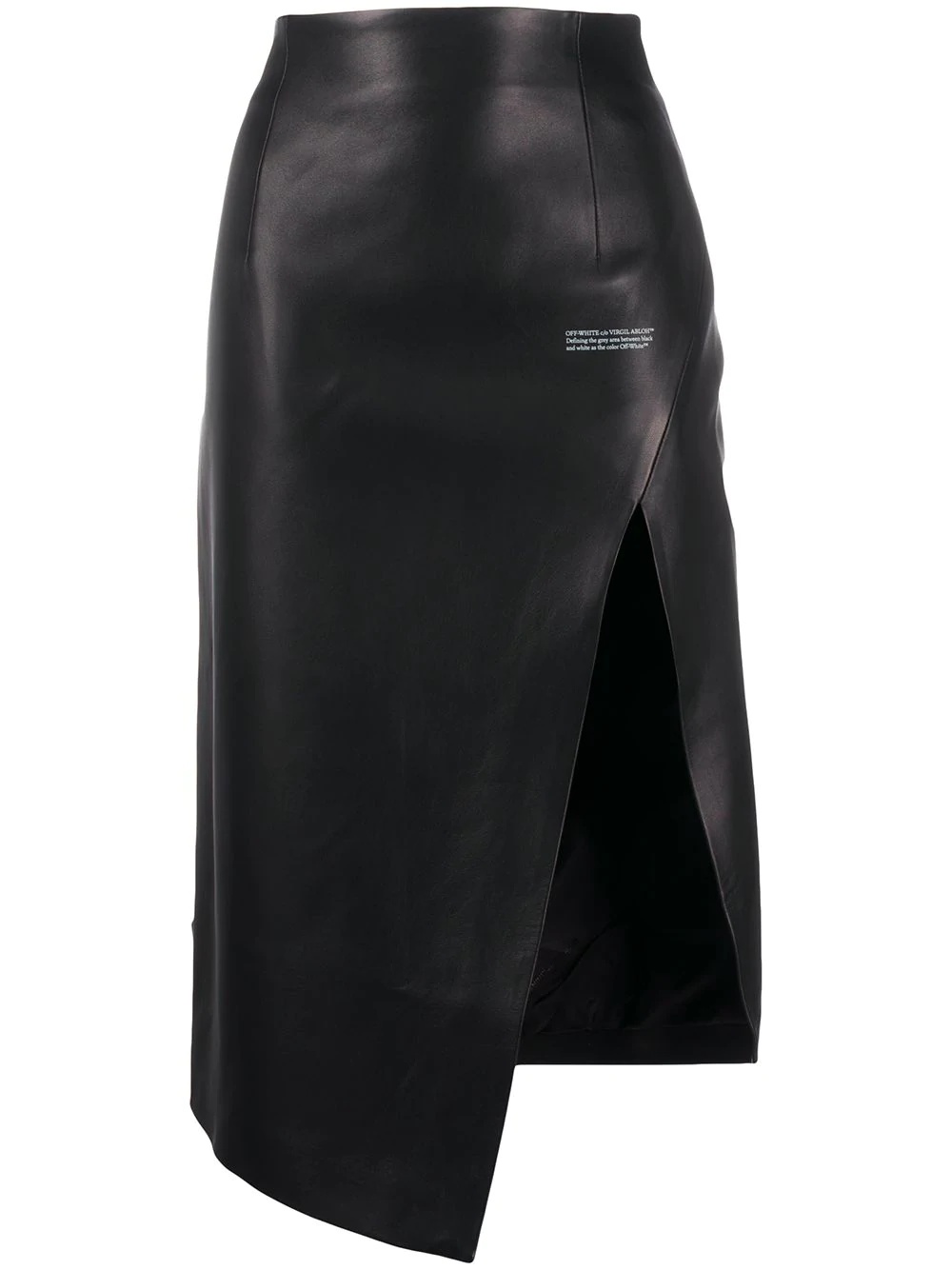 asymmetric slit leather skirt - 1