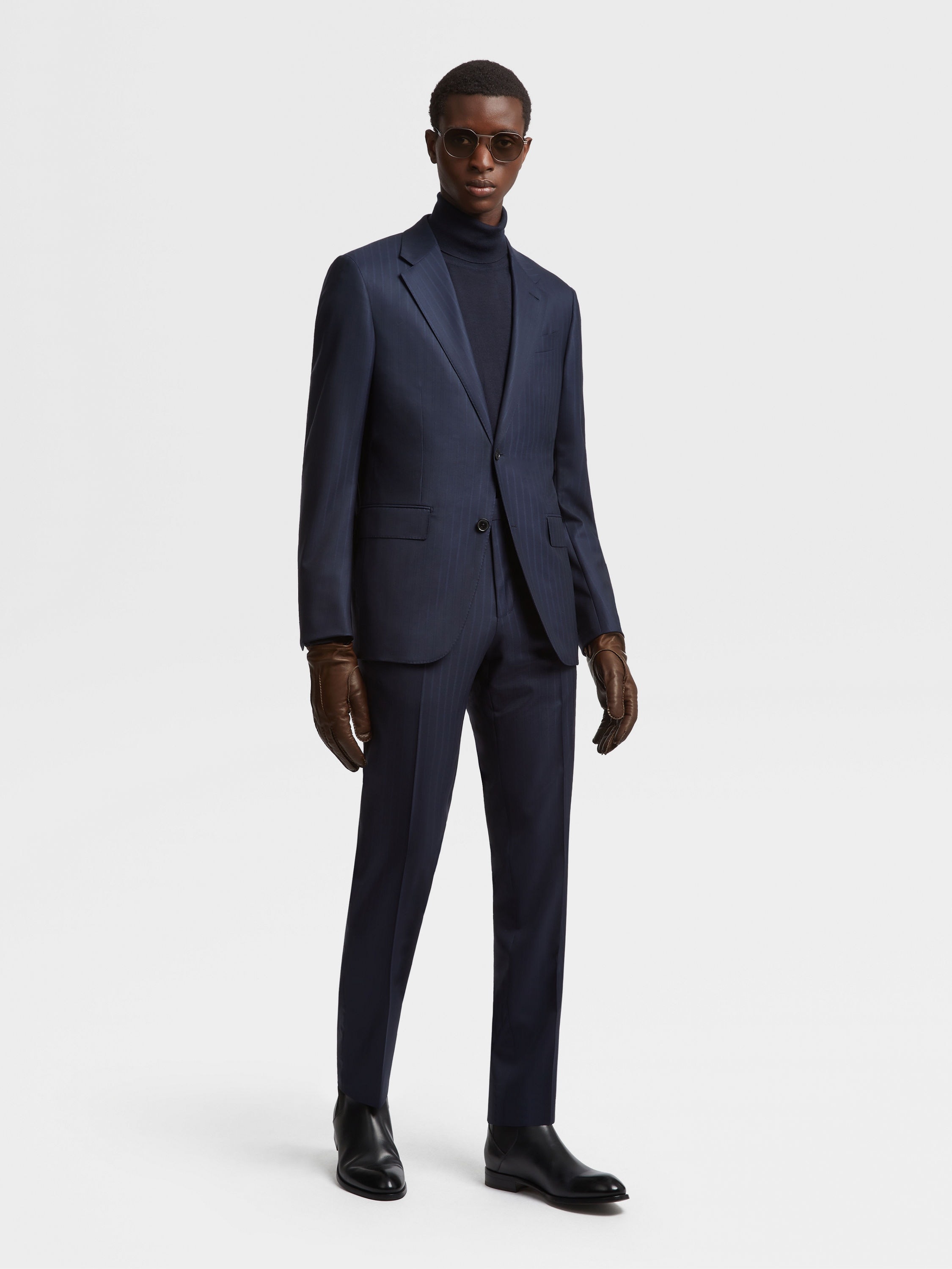NAVY BLUE AND BLUE 15MILMIL15 WOOL SUIT - 2