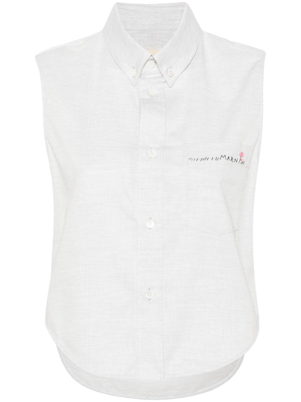 logo-embroidered sleeveless shirt - 1