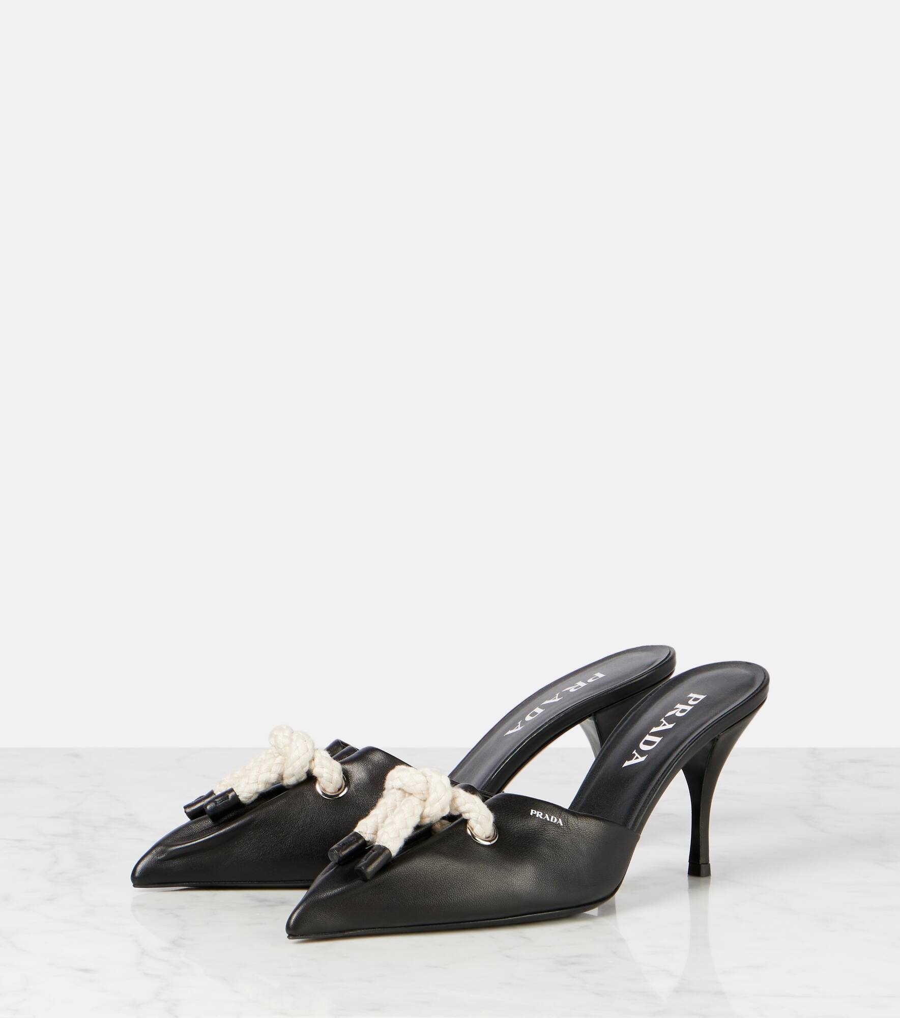Pointed leather mules - 4