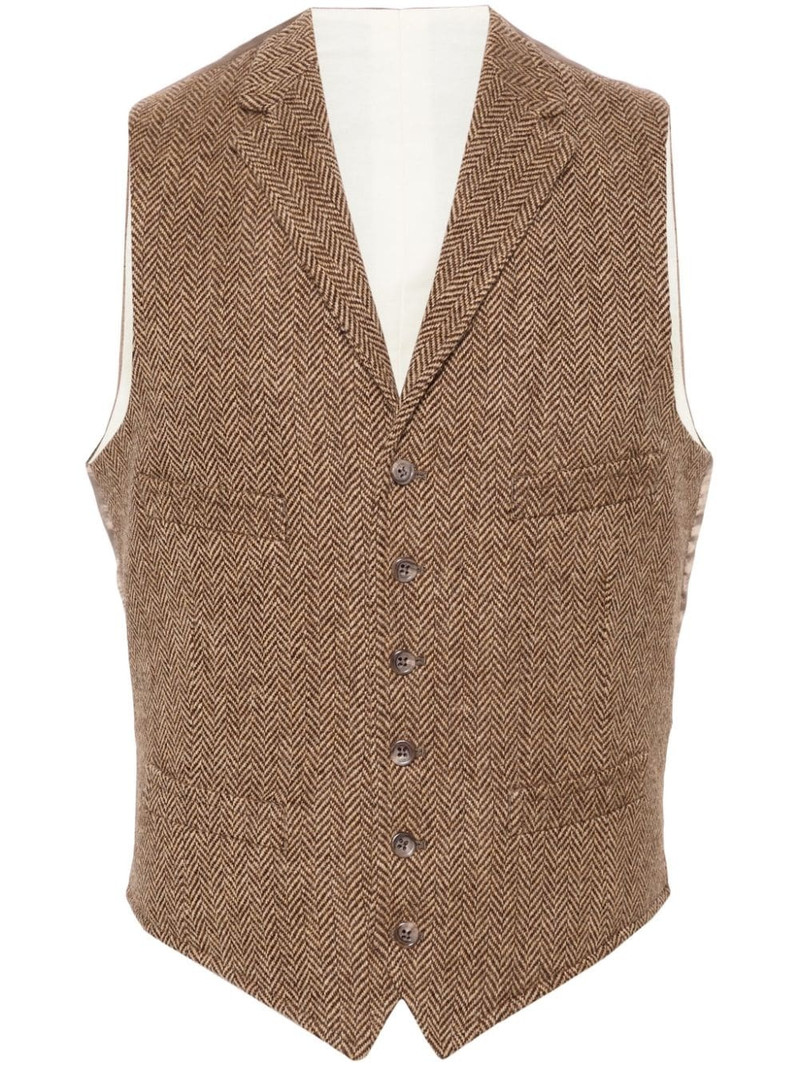 herringbone-pattern wool waistcoat 1