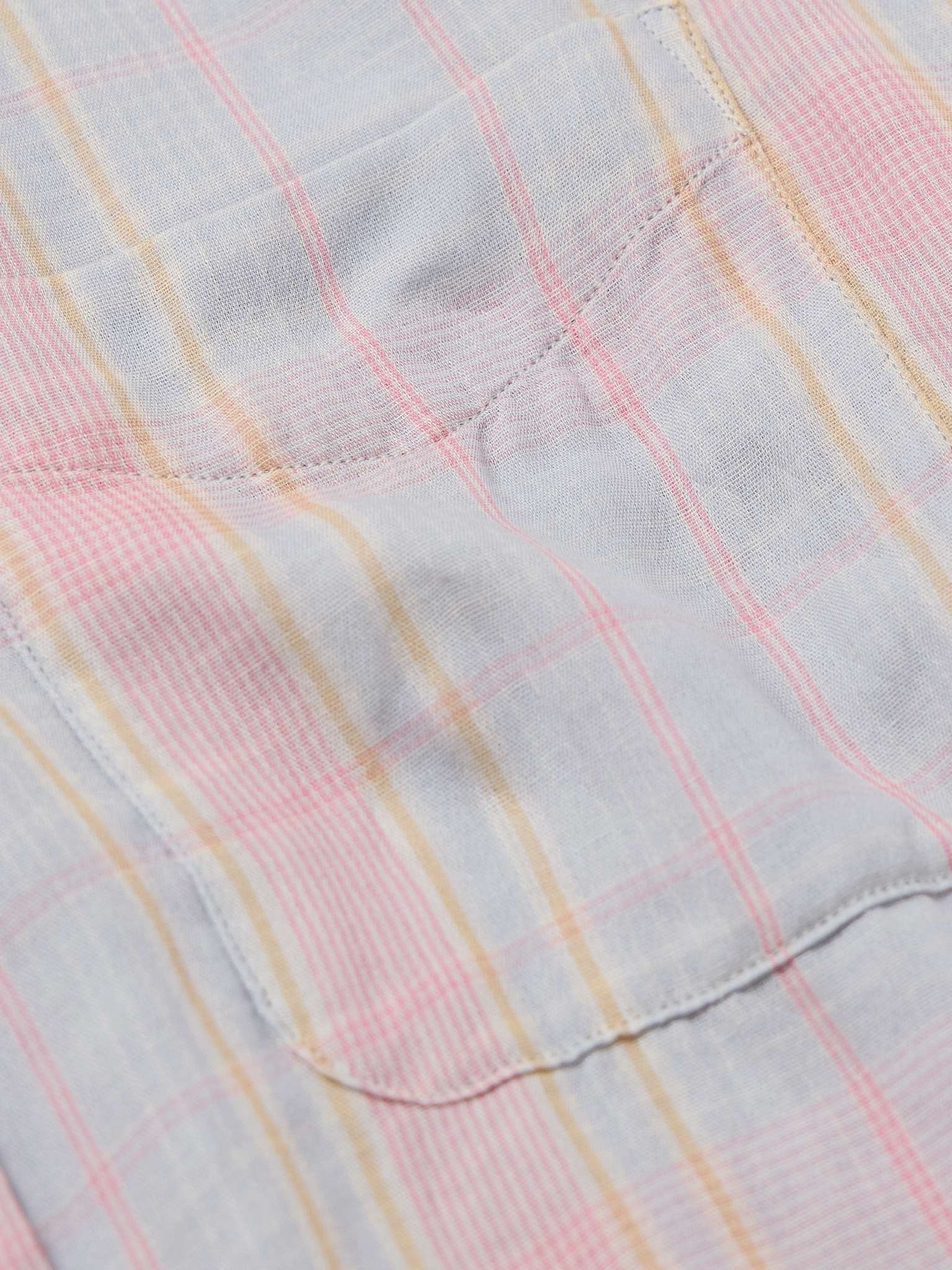 Button-Down Collar Checked Cotton-Gauze Shirt - 4